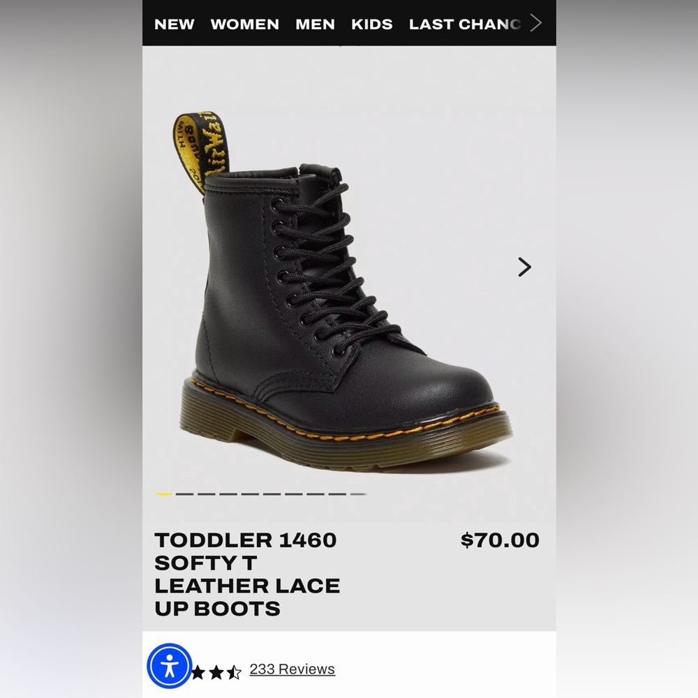 Dr. Martens Black Toddler Leather Boot